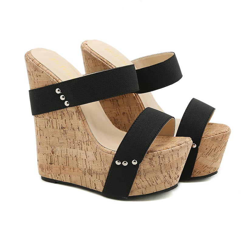 Sexy Slope High Heel Fashion Large Size Women's Sandals And Slippers