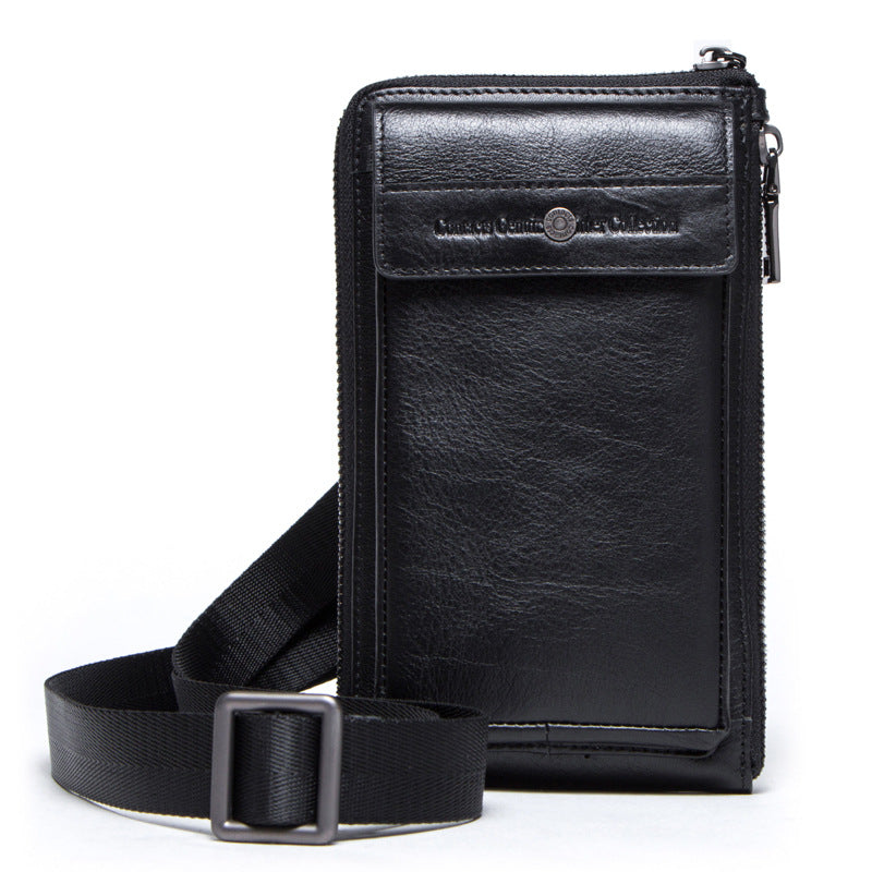 Retro Crazy Horse And Cow Leather Men's Phone Bag