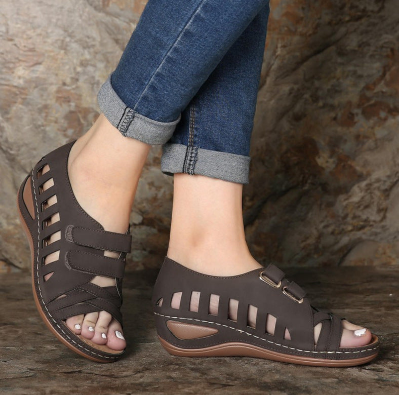 Large Size Fish Mouth Sandals Women's Hollow Sponge Cake Sole