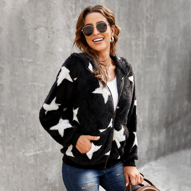 Plush Thick Warm Long-sleeved Zipper Jacket