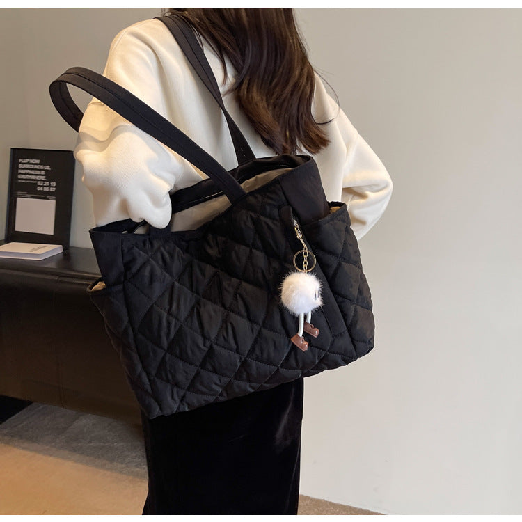 Large Capacity Rhombus Minority All-match Commuter Tote Shoulder Bag Cross-border