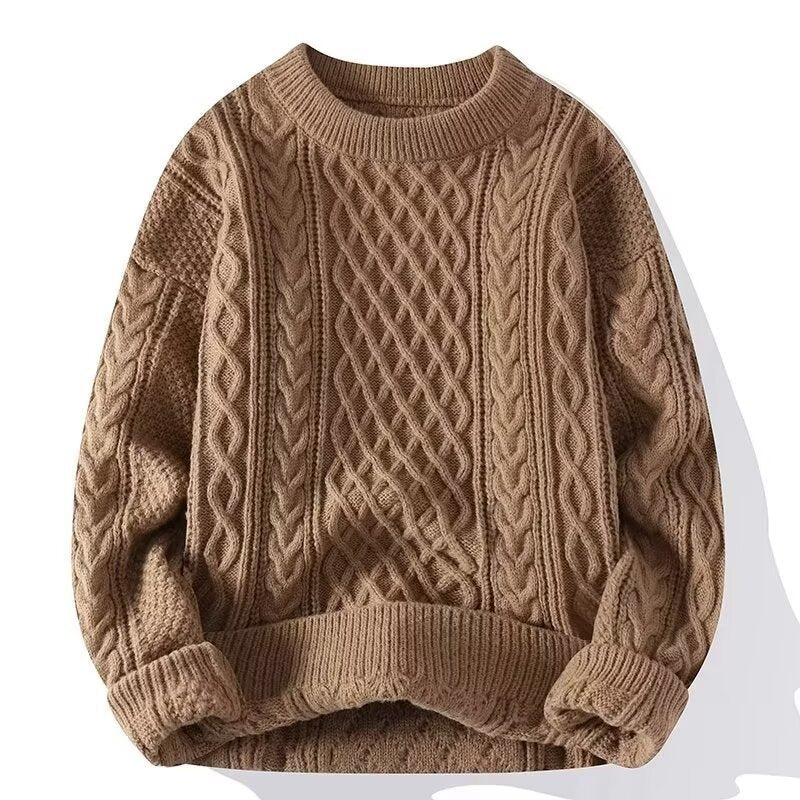 Parrets røde sweater, mænds afslappede tykke hampeblomster strikketøj, frakke, bomuldsstrik, vinteruld
