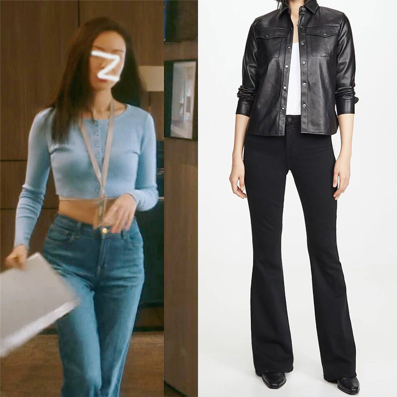 Store Flared Jeans til Kvinder Højtaljede Stretch Slim-fit Slankende Bukser med Slankende Effekt