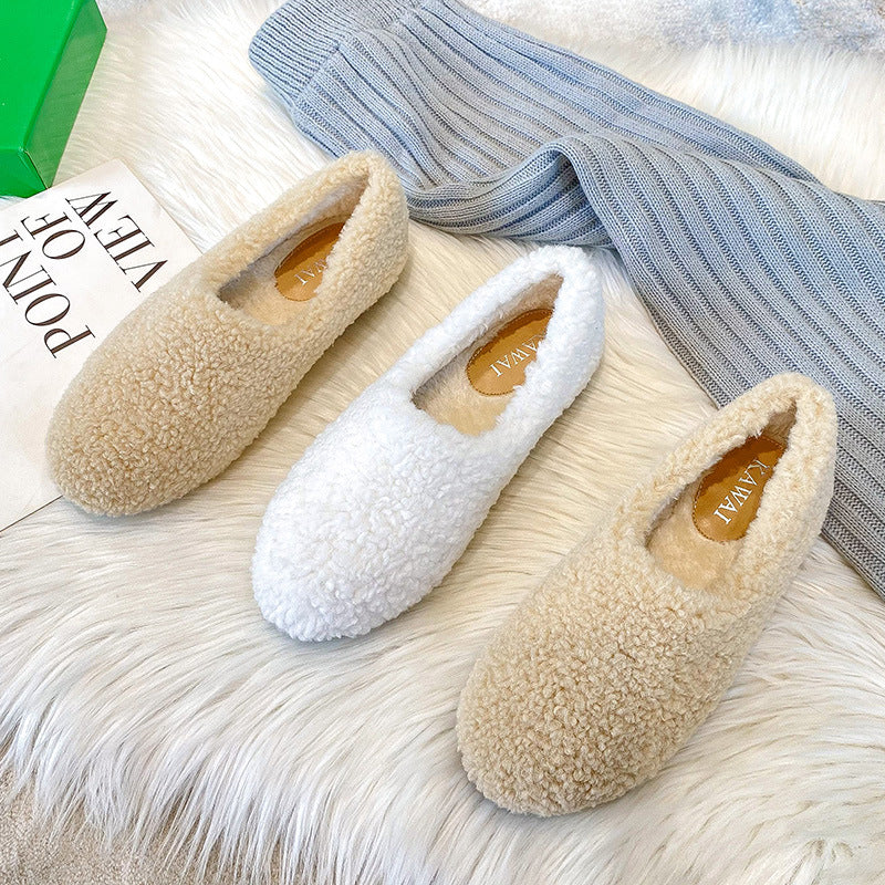 Women's Versatile Casual Padded Lambswool Flat Shoes