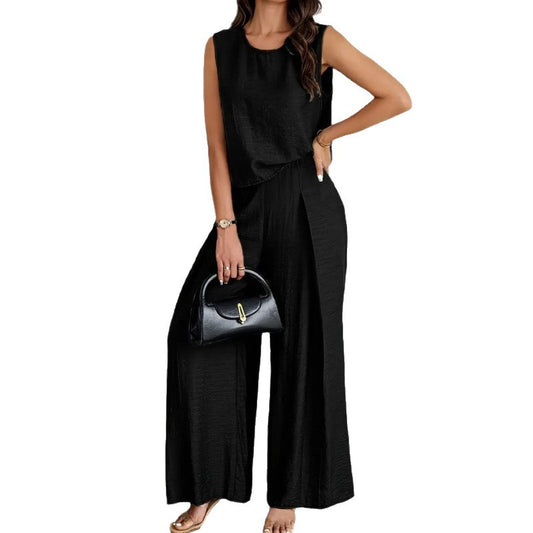 New Sleeveless Wide Leg Pants Vest Suit
