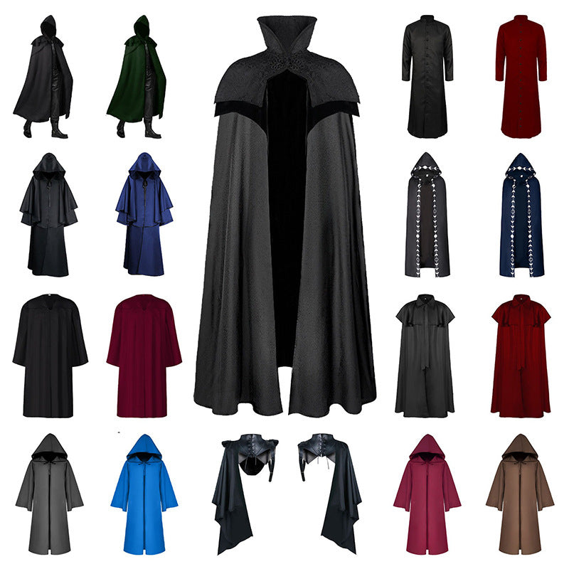 Halloween Ball Dress Up Death Cloak Medieval Hoodie Cloak