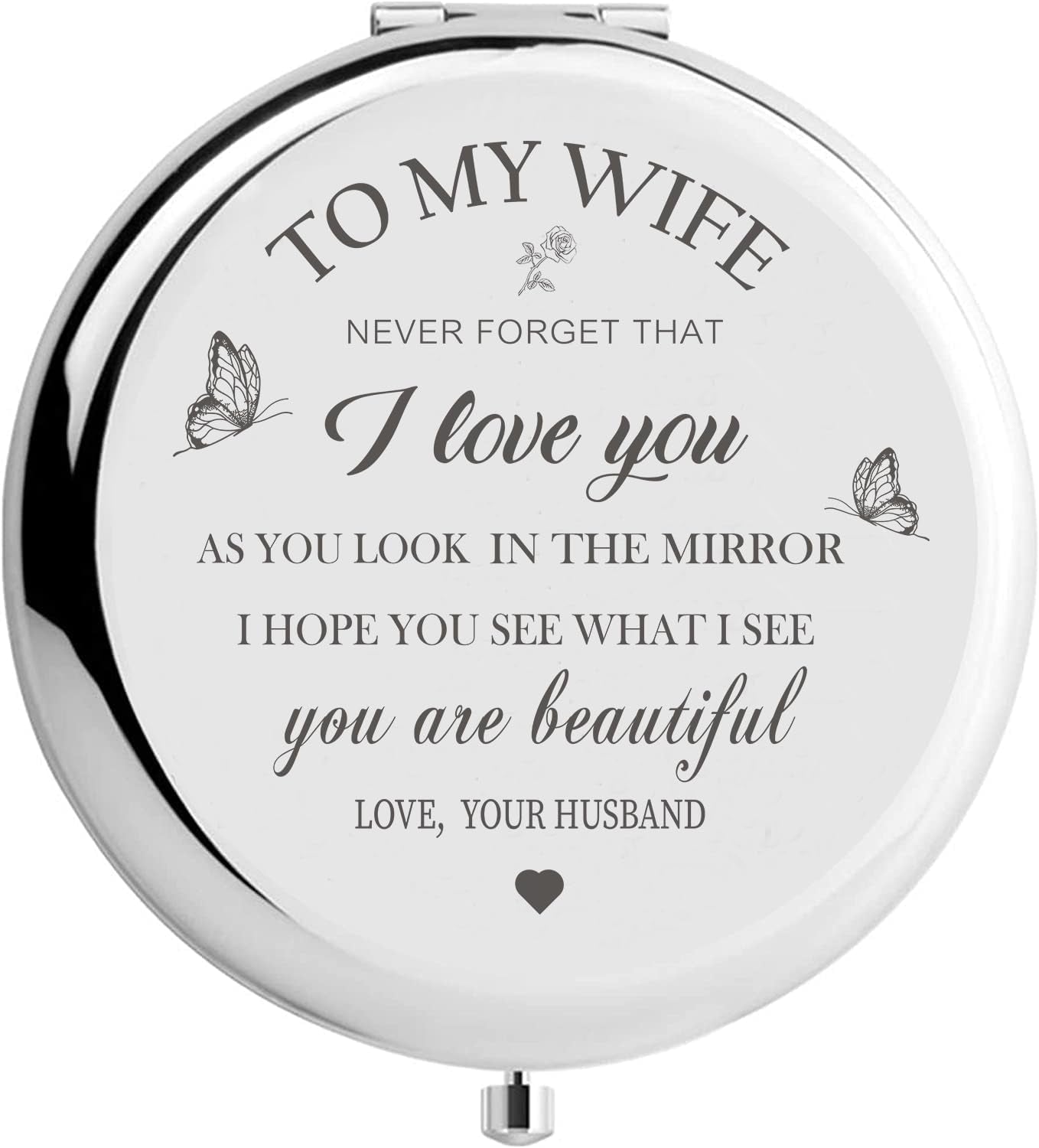 Tvyes Gifts for Wife Compact Mirror, Birthday Gift for Wife, Anniversary for Wife, Romantic Gifts for Her Wedding Anniversary, Valentines Day, Christmas