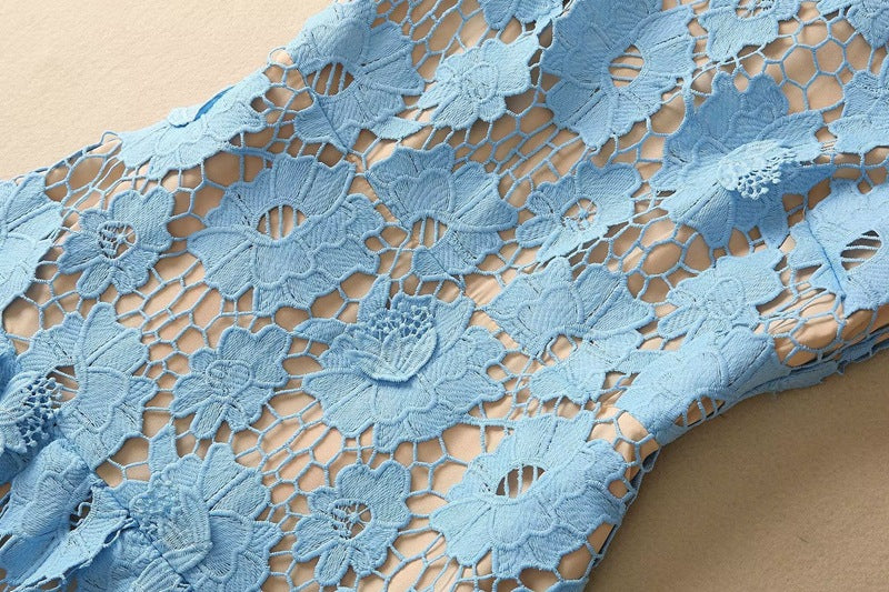 Lake Blue Lace Up High Dress