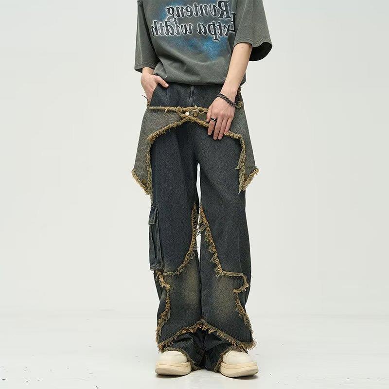 Plus Size Retro Straight Loose Wide-leg Workwear Jeans