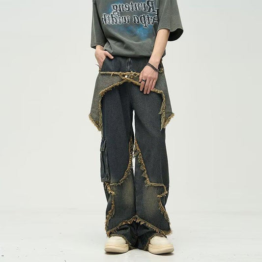 Plus Size Retro Straight Loose Wide-leg Workwear Jeans