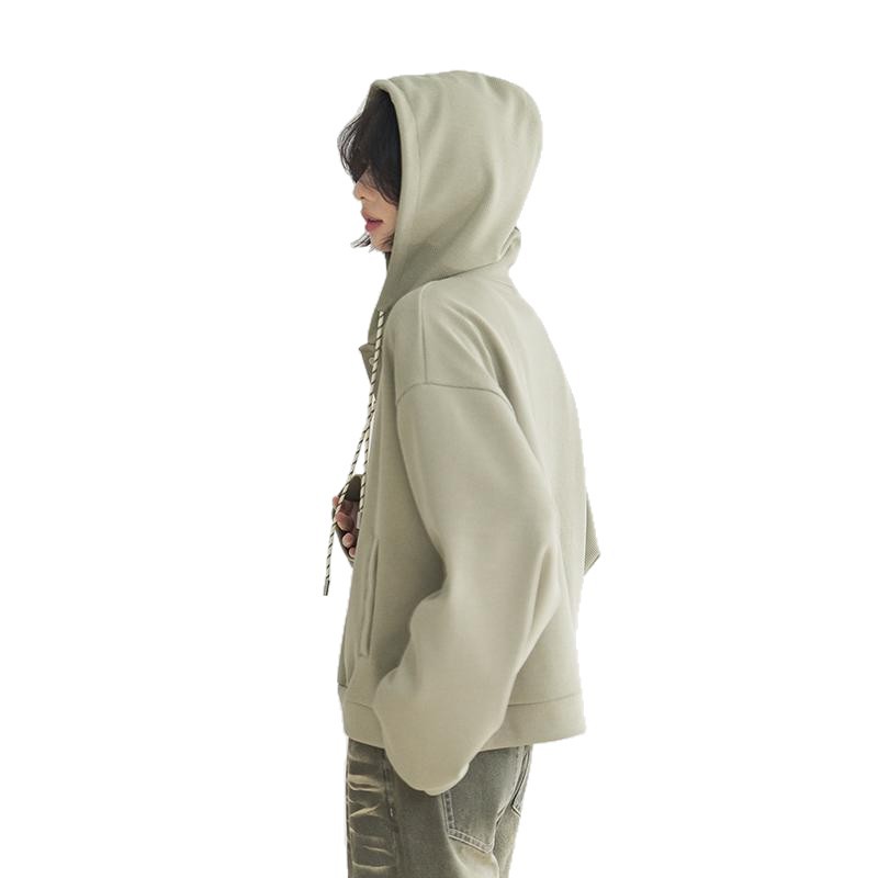 Drawstring At Hem Cropped Hoodie Women's Loose Top