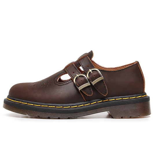 Genuine Leather Low-Top Womens Horse Brown Fashionable Casual Cowhide Shoes