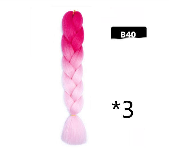Color Big Braid African Chemical Fiber High Temperature Silk Wig Gradient