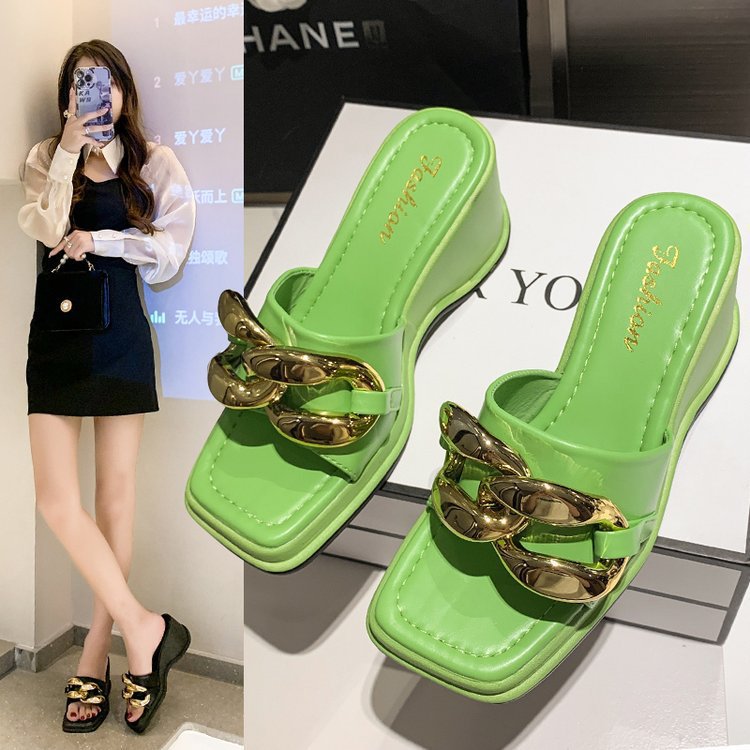 Summer New Korean Version Of The Fairy Fashion Square Head Chain Thick Bottom