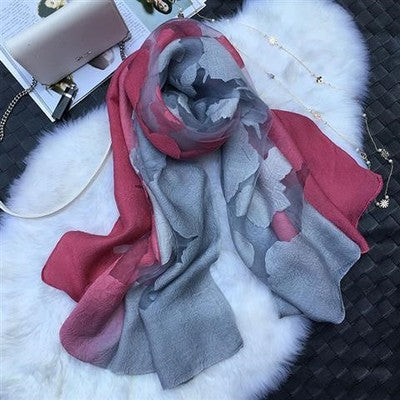 Gradient Cut Flower Organza Lace Scarf