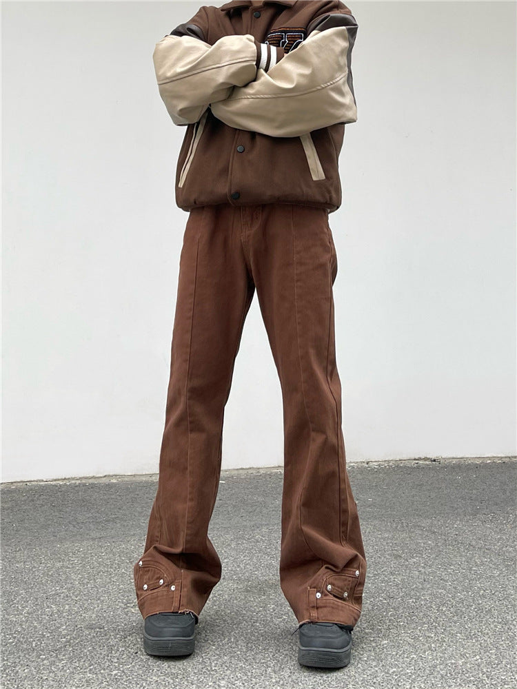 Vintage Patchwork Irregular Loose Micro-Flare Pants