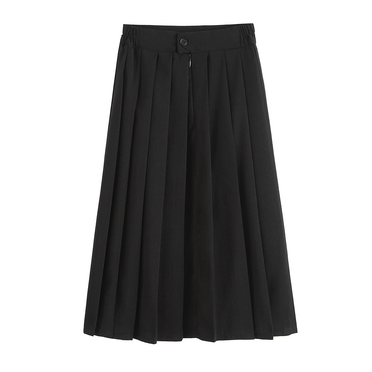 Line Plus Size Elastic Waist Black Mid-length Pleated Skirt