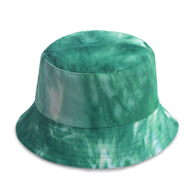 Tie-dyed Corduroy Fisherman Hat Women's Autumn And Winter
