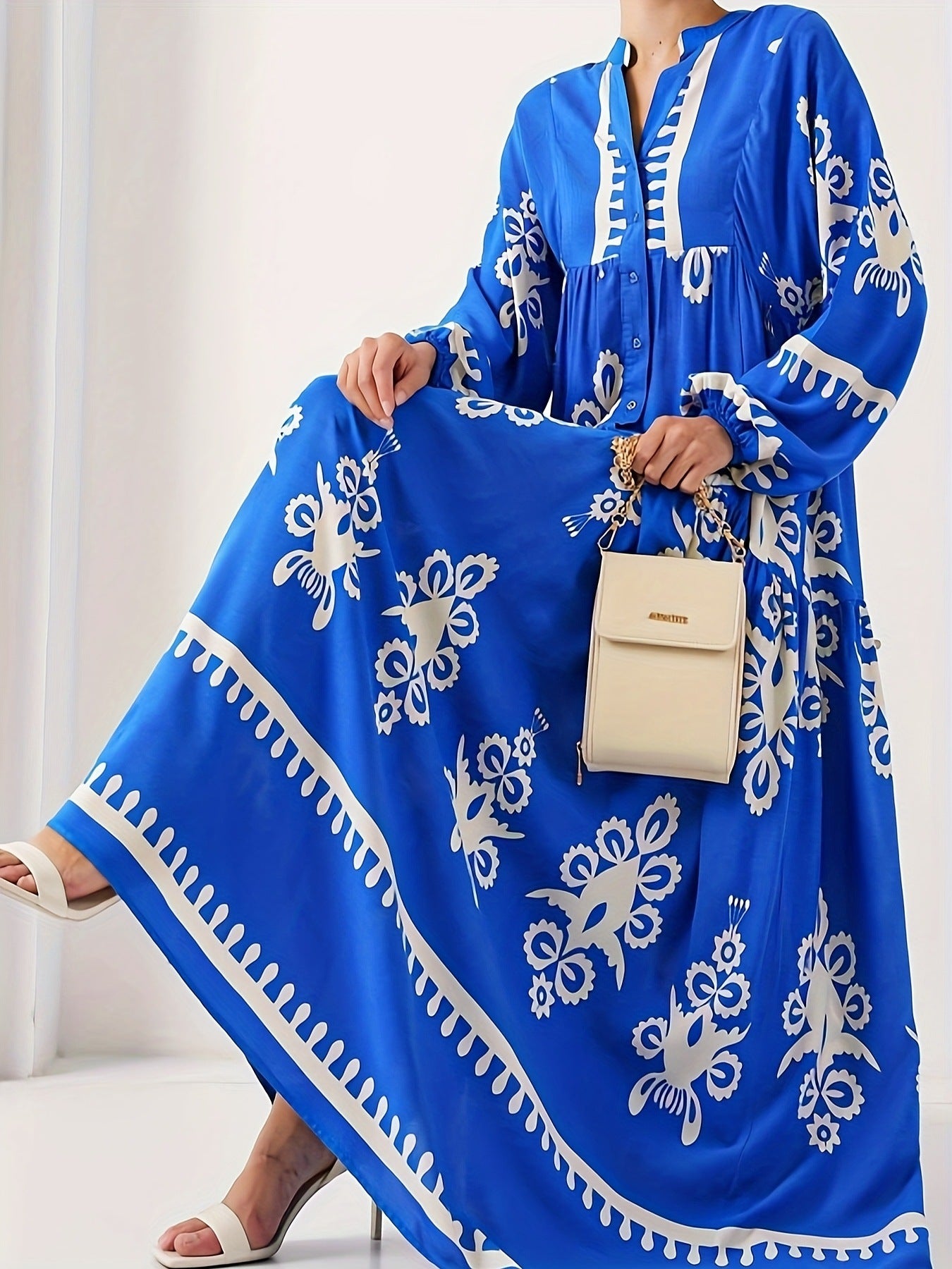 Womens Casual Long Sleeves Minimalist Dress