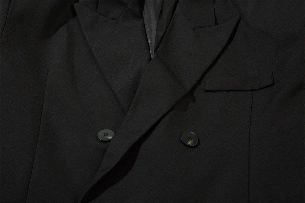 Solid Color Loose Suit Jag In The Midde Of Back Spring And Autumn