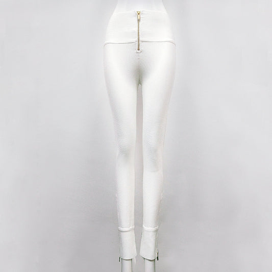Sexy Bandage Stretch Leggings Tight Zipper