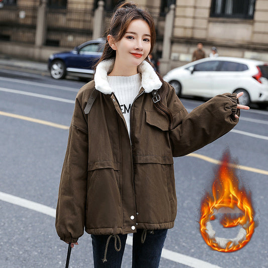Lamb Wool Coat Tooling Padded Plus Velvet Thick Padded Jacket