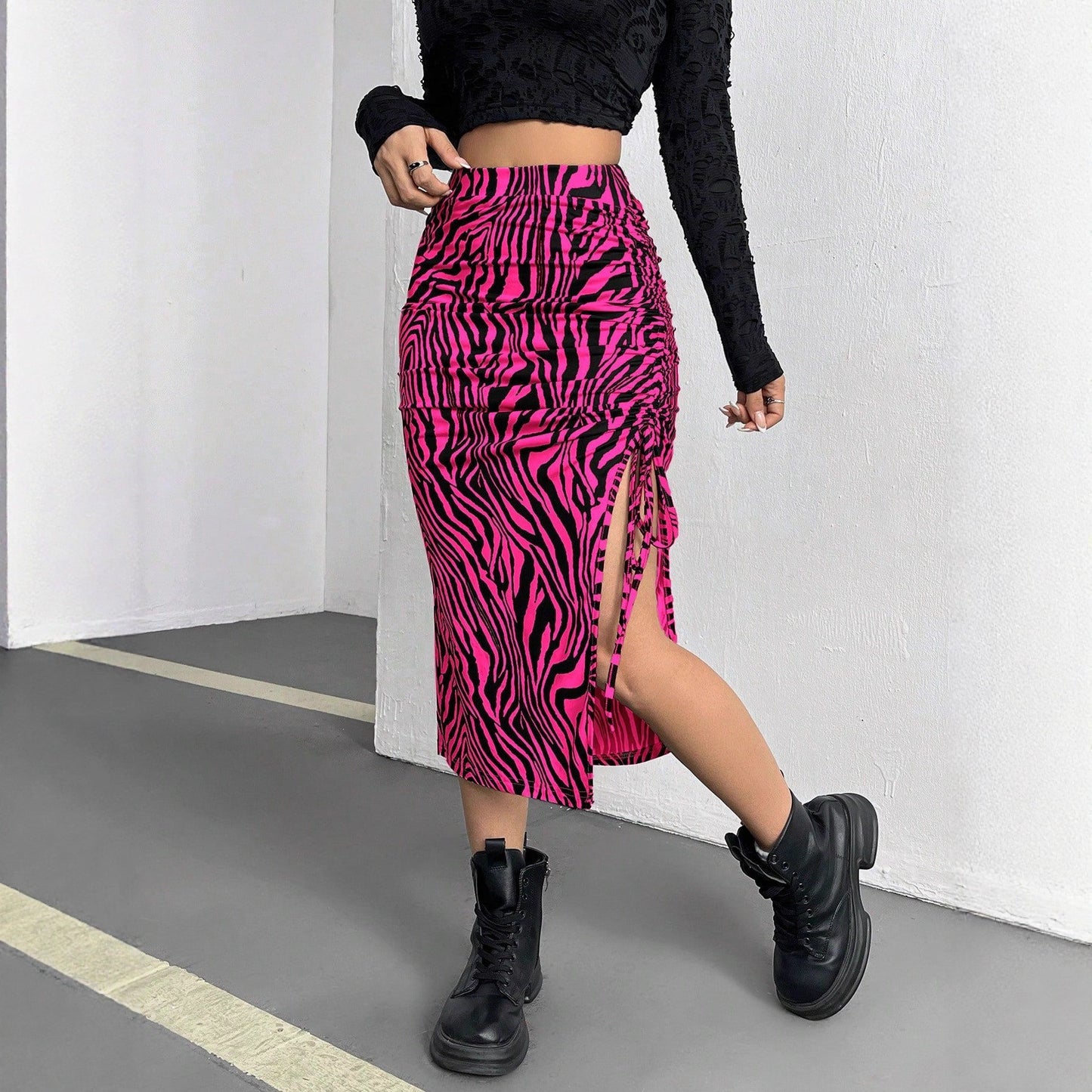 Women's Casual And Versatile Fashion Hot Pink Skirt