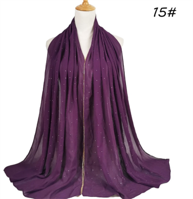Summer Chiffon 70X180cm Pearl Beaded Scarf