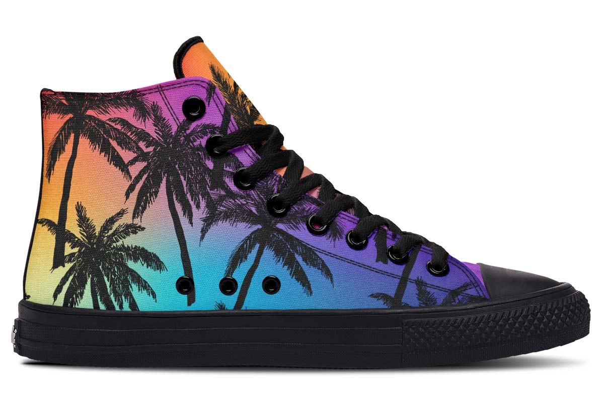 Men's And Women's Fashion Color Printing High-top Canvas Shoes