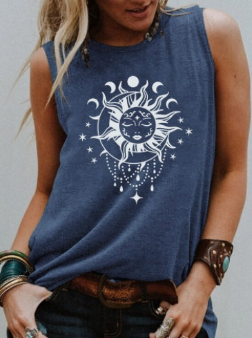 Black And White Pattern Print European And American Sleeveless Vest