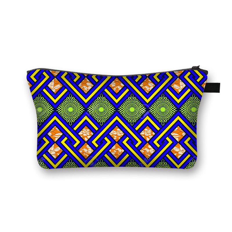 Ny Geometrisk Print Polyester Kosmetiktaske Stor Kapacitet Clutch Taske Dame Mode Rejse Opbevaringstaske