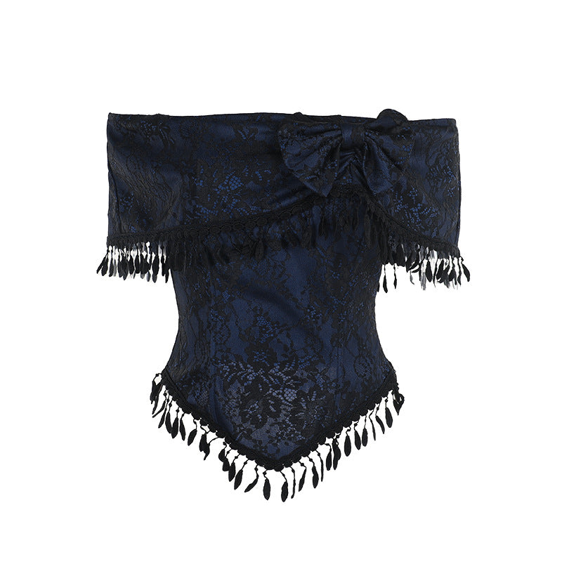 New Lace Off-shoulder Tassel Top For Women