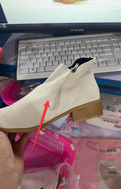 Chunky Heel Side Zip Mid-heel Ankle Boots