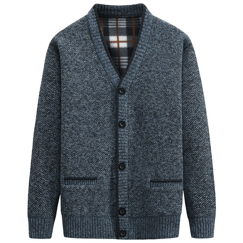 Men's Thickened Fashion Cardigan Sweater V-neck Slimming