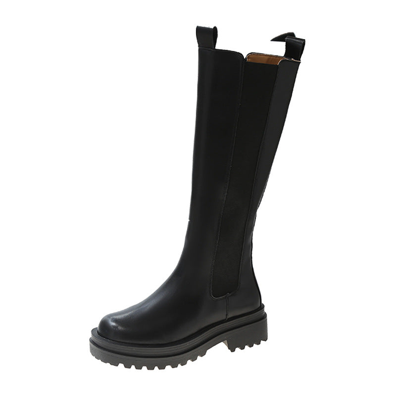 Autumn And Winter New Thick Bottom Small Boots Genuine Leather Knee-high Boots