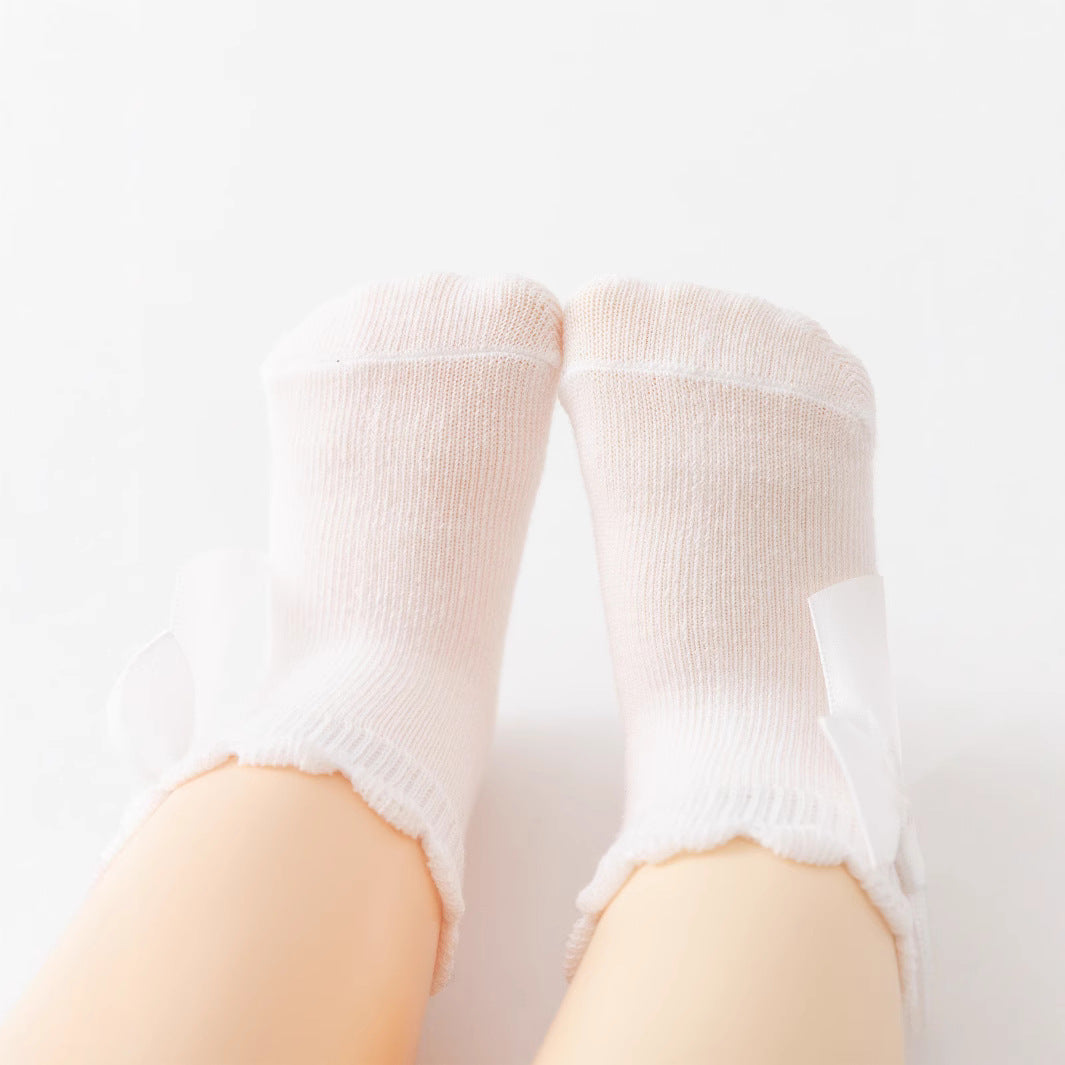 Girls' Baby Solid Color Versatile Bow Princess Socks