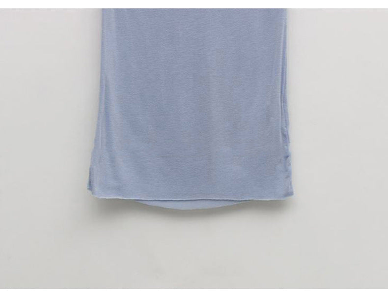 Look At The Conch Color Slightly Transparent Turtleneck Bottoming T-shirt