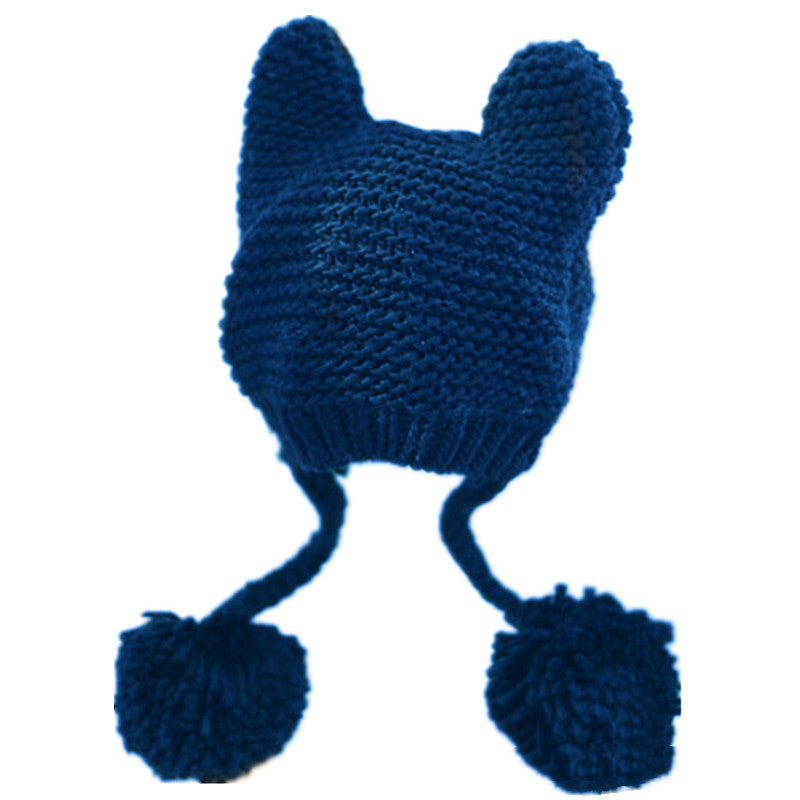 Warm Women's Hand Knitted Kawaii Cat Ears Hat