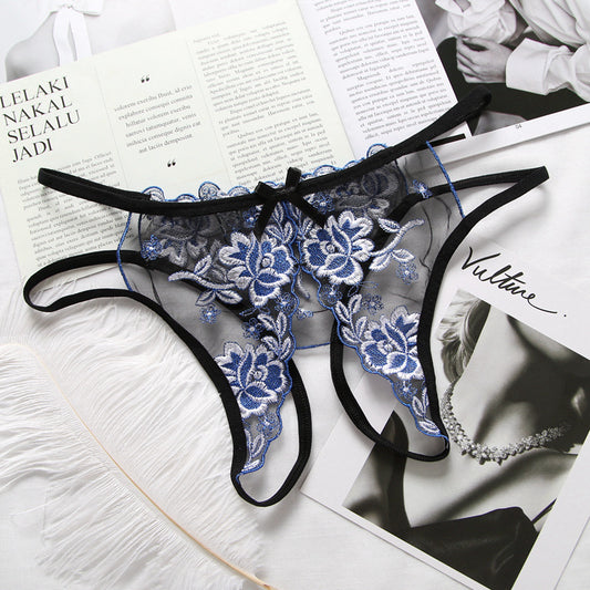 Women's T-shaped Transparent Lace Crotch Panties