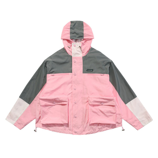 Men's Functional Contrast Color Stitching Hooded Jacket