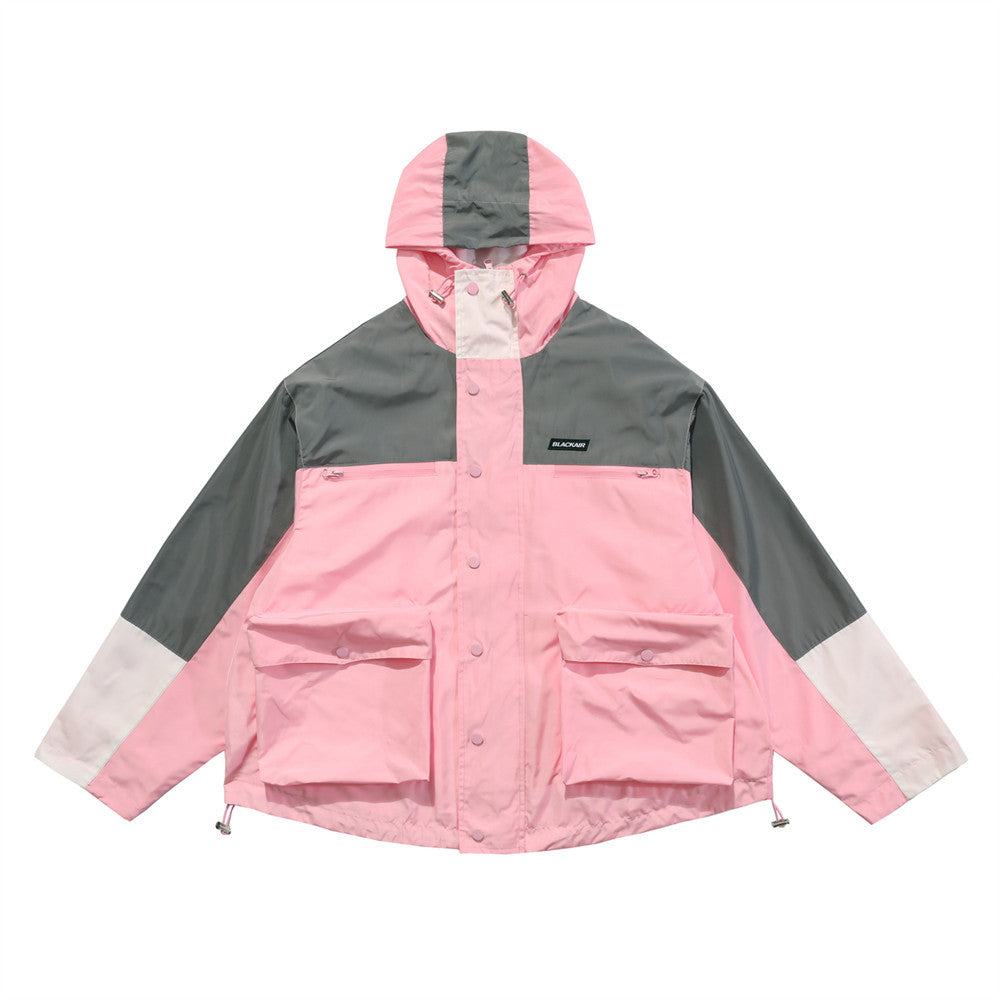 Men's Functional Contrast Color Stitching Hooded Jacket