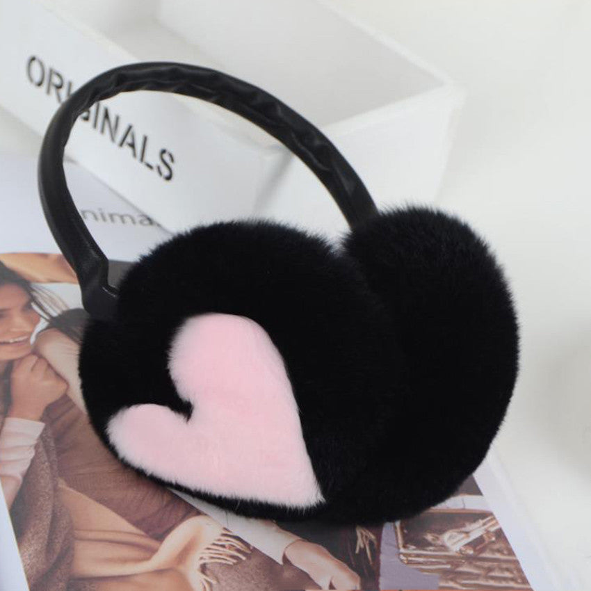 Women's Winter Simple Warm Rex Rabbit Fur Earmuffs