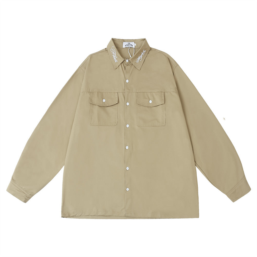 Artistic Embroidered Letter Long Sleeve Shirt