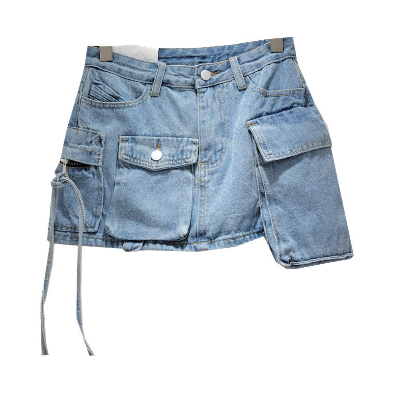 Uregelmæssig Workwear Denim Nederdel til Kvinder