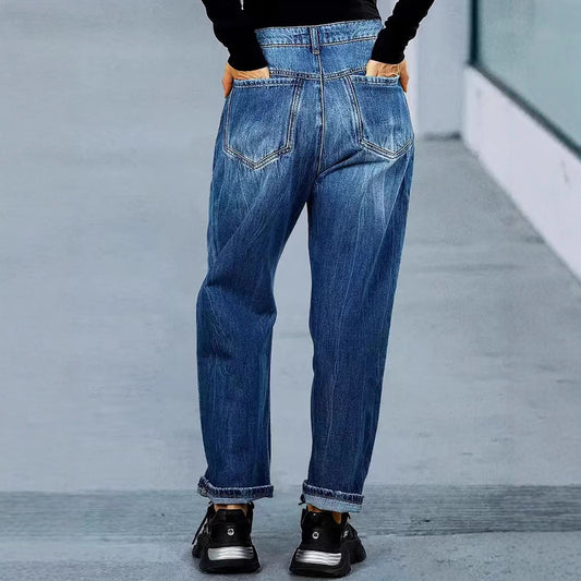 Women's Washed Denim Trousers Simple And Stylish Casual Daily