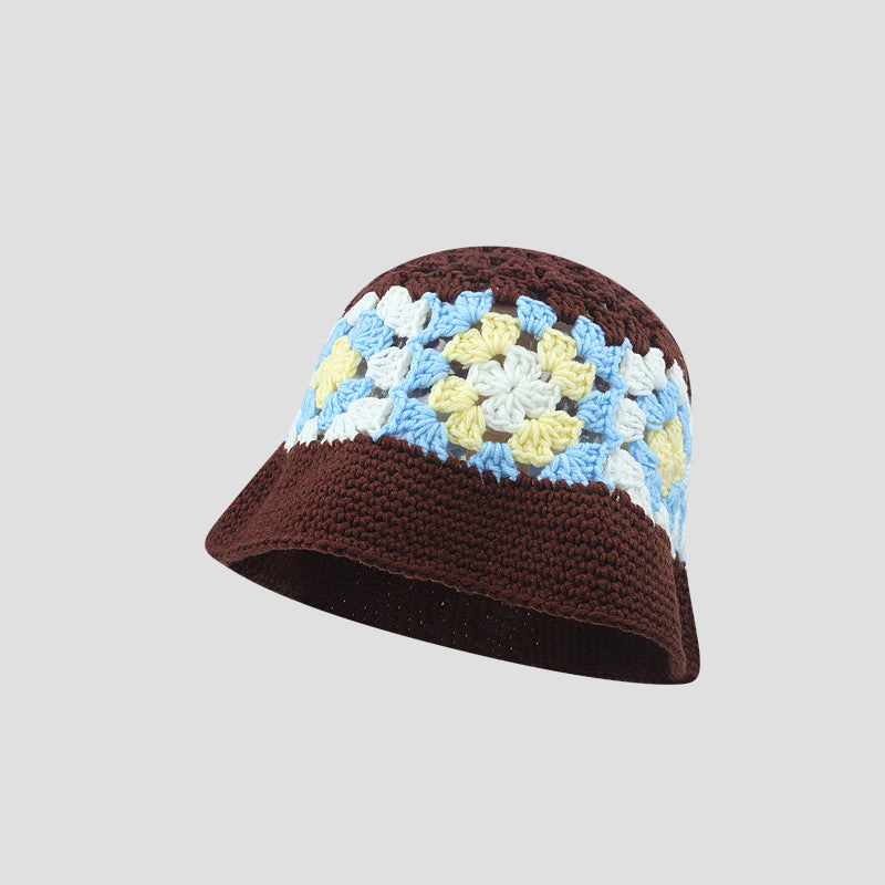 Small Crochet Hollow Bucket Hat Women's Knitted Bucket Big Head Circumference