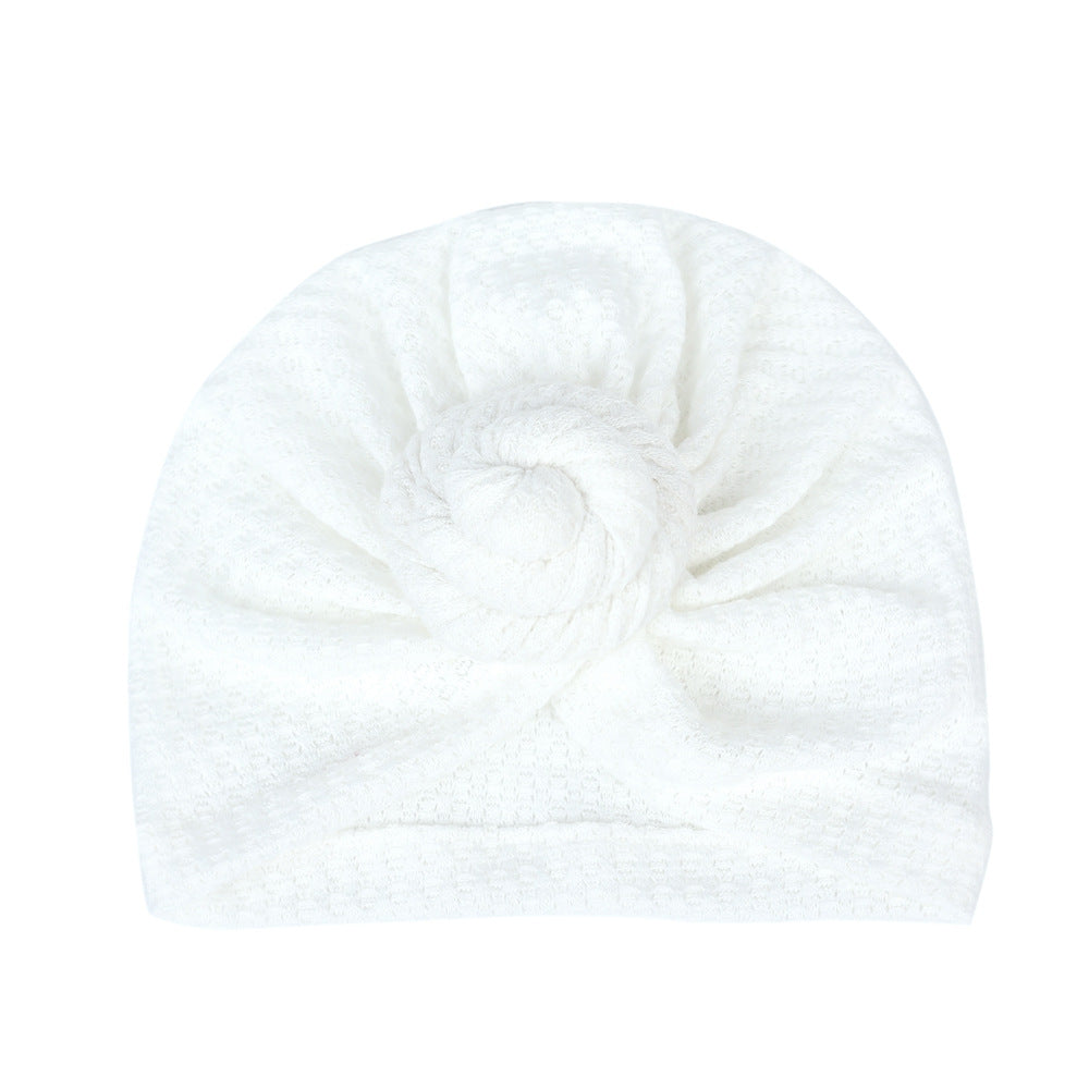 Children's Waffle Solid Color Baby Hat Elastic