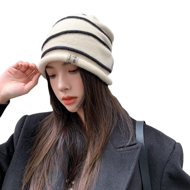 Water Ripple Knitted Woolen Yarn Bag Cap
