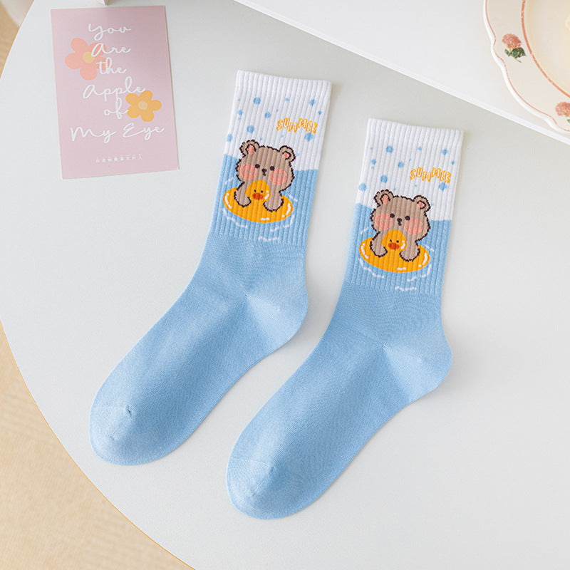 Women's Medium Length Cartoon Jacquard Socks