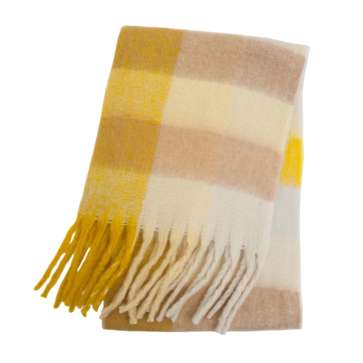 Women's Scarf Autumn And Winter New Thick Beard Color Four-grid